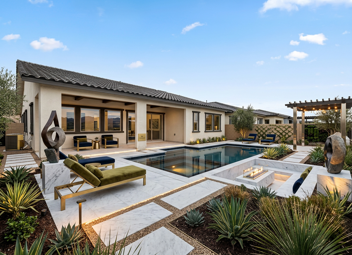Backyard transformed with a pool and lush landscaping